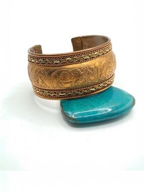Mixed Metals Copper Elephant Cuff Bracelet Made In India